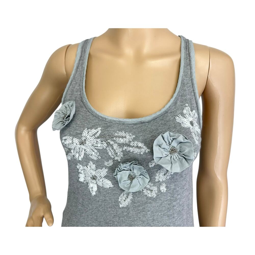 Vintage Y2K Abercrombie & Fitch Long Tank Top Gray Racerback Embellished Size XS - Picture 7 of 12
